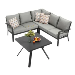 KruunuDesign Sergio-kulmasohva + pöytä